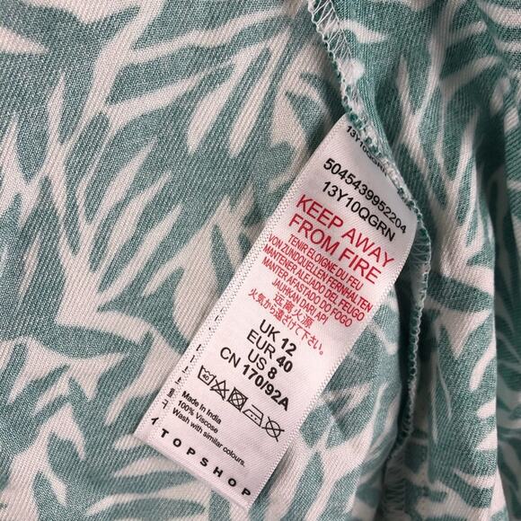 TOPSHOP Green White Palm Wrap Top Crop Tie Size 8 NWOT Tropical Vacation - Picture 6 of 7